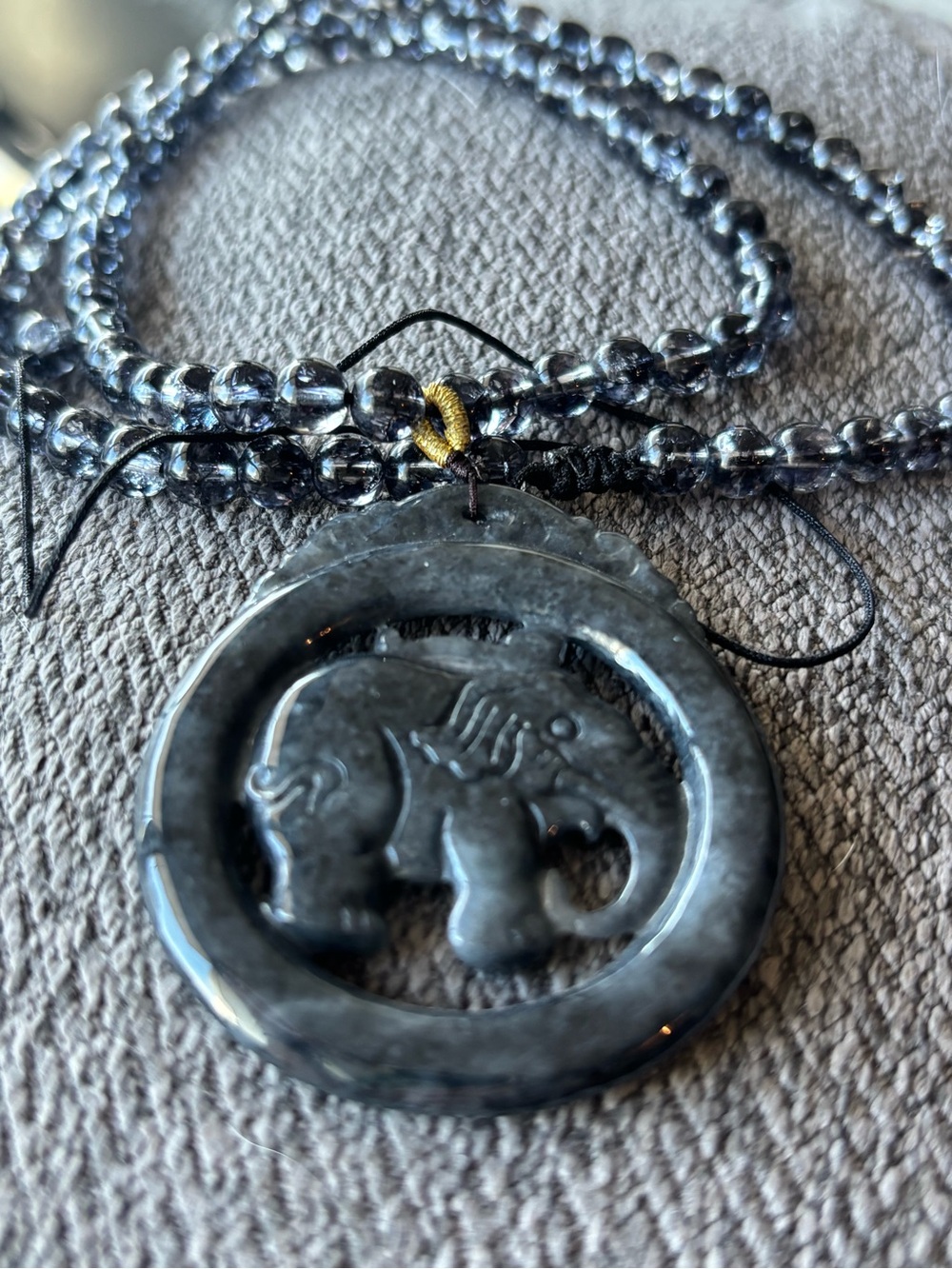 Handcrafted Wuji Jadeite Elephant Pendant Necklace - Picture 3 of 13